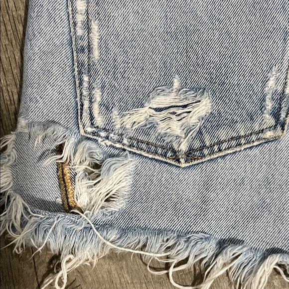 Agolde Light Wash Distressed Denim Cutoff Shorts - Picture 7 of 10